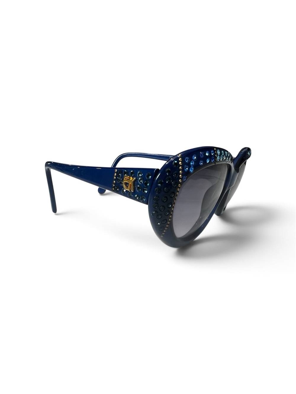 Vintage Emmanuelle Khan Sunglasses Made In Paris Blue Rhinestones Ek 120 /CS112